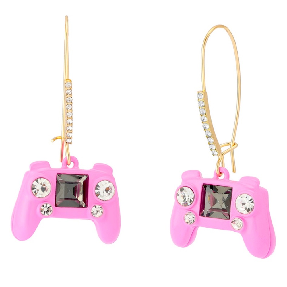 New Betsey Johnson  pink game controller whimsical dangle earrings